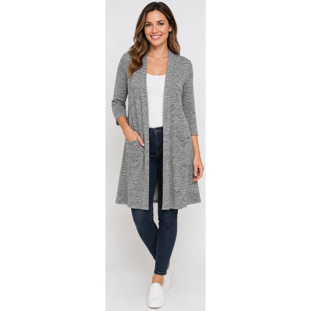 LuLaRoe Sarah Gray Marled Open Front Duster Cardigan Size S